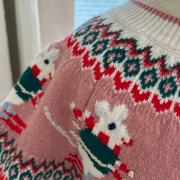 Cozy Pink and Cream Sweater with Festive Design - Picture 4 of 4